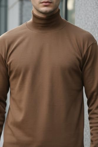 Image of CHKOKKO Men's Winter Wear Cotton High Neck Full Sleeves Regular Fit T-Shirt