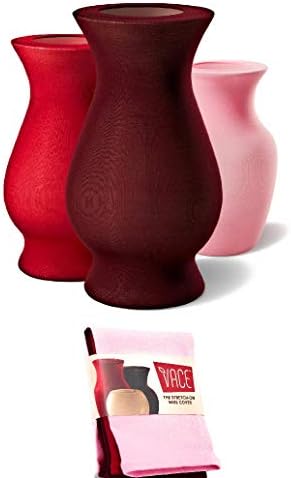VACE 3 Pack Decorative Vase Covers | Floral Décor Accent Vase Sleeves, Fits 7" - 11" Vase Height - Tulip/Rose Red/Wine