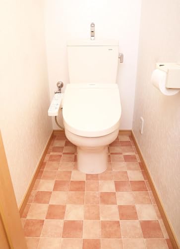 【貼ってはがせる】トイレ 床シート 90×170cm 防水・防汚 再剥離タイプ DIY リフォーム用 模様替えに最適 (タイルブラウン) - ノーブランド品 - 商品画像
