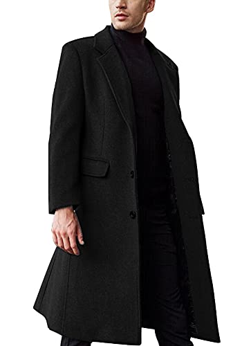 chouyatou Men's Fall Winter Office Single Breasted Long Dress Wool Coat Overcoat2