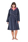 weicher Baumwollfrottee Ulla Popken Damen große Größen Übergrößen Plus Size Bademantel, Doubleface, Frottee, Taschen dunkel violett 42+ 836386843-42+