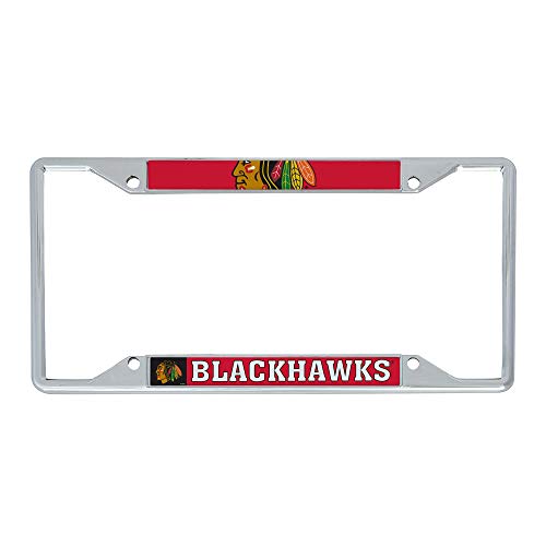 Desert Cactus Chicago Blackhawks Car Accessories NHL Team National Hockey League Metal License Plate Frame for Front or Rear of Car (Up Close)