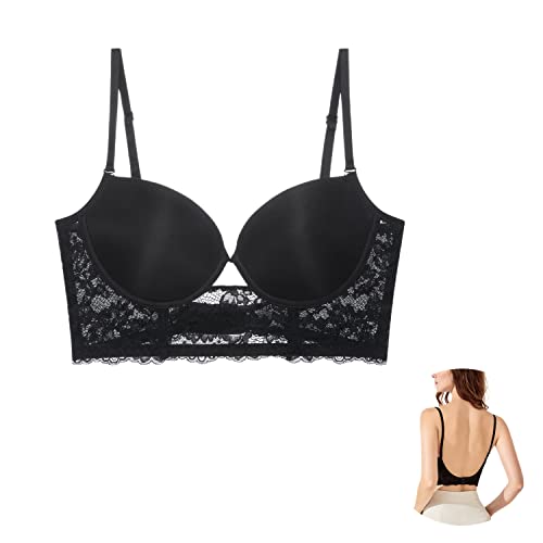 Mosestons Sujetador Mujer de Encaje Hermoso Sujetador con Espalda en Forma de U Elegante Sujetador con Aros