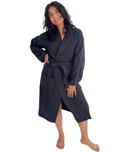 Muslin Bathrobe, Organic 100% Turkish Cotton, Natural and Absorbent Robe for Women and Men4