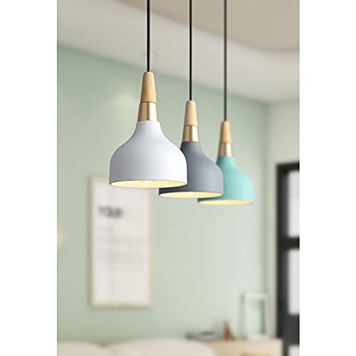 Lámpara de techo colgante E27 de metal con mango de madera ajustable 3