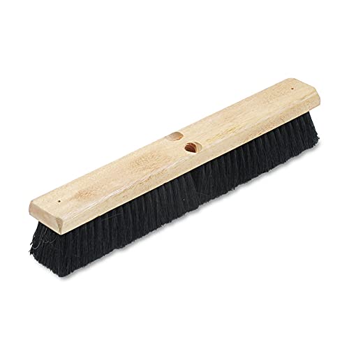 Boardwalk 18" Push Broom Head, 2.5" Black Tampico Fiber Bristles, Rectangular, Industrial Floor Brush, Hardwood Block, 2 Threaded Holes, Handles Sold Separately