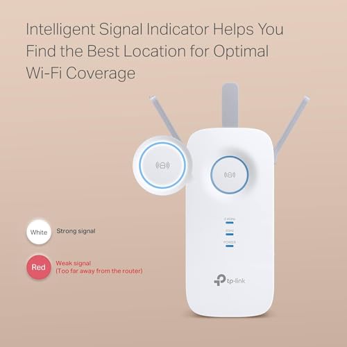 TP-Link AC1900 WiFi Extender (RE550), Covers Up to 2800 Sq.ft and 35 Devices, 1900Mbps Dual Band Wireless Repeater, Internet Booster, Gigabit Ethernet Port