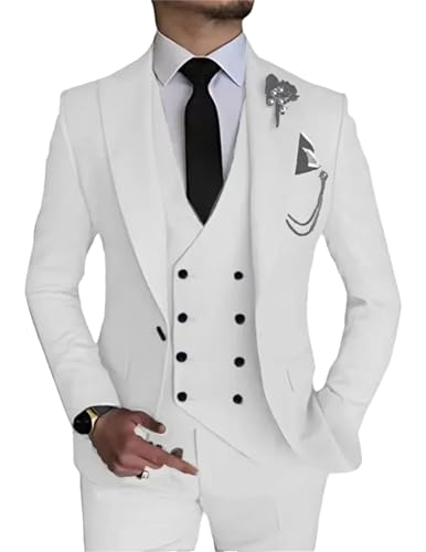 Costume d'affaires 3 pièces pour homme blanc anti-pli taille S bouton unique
