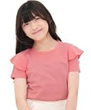 [Bee] ビー 肩フリルトップス 半袖 子供服 キッズ ジュニア 女の子 無地 シンプル 春 夏 tbb02520cle 130cm オレンジ地×肩フリル