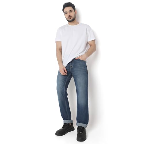 Image of Spykar Men's Ricardo Straight Fit Mid Rise Casual Jeans