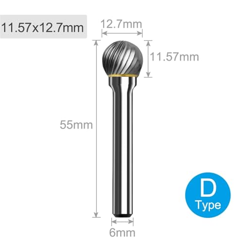 Fresa de carburo tipo D 12.7x11.57mm shank 6mm miniatura 2