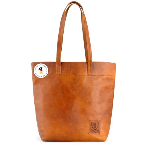 Berliner Bags Vintage Shopper Tasche Cassie, Tote Bag, Handtasche aus Leder, Schultertasche für Damen - Braun