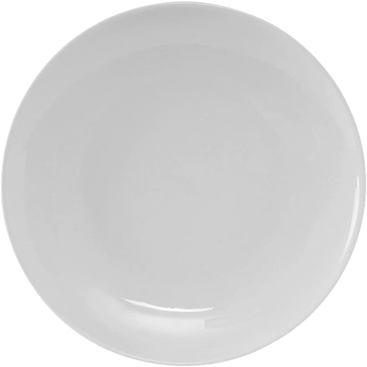 Tuxton China VPA-102 Plate, 10-1/4" Diameter, Round, Coupe, Microwave and Dishwasher Safe, Oven Proof, Fully Vitrified, Florence, Porcelain White, Pack of 12