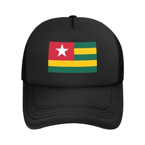 Drapeau du Togo Casquette de baseball unisexe noire – Chapeau de golf en maille respirante, chapeau de soleil réglable pour sports de plein air, Noir , Taille unique