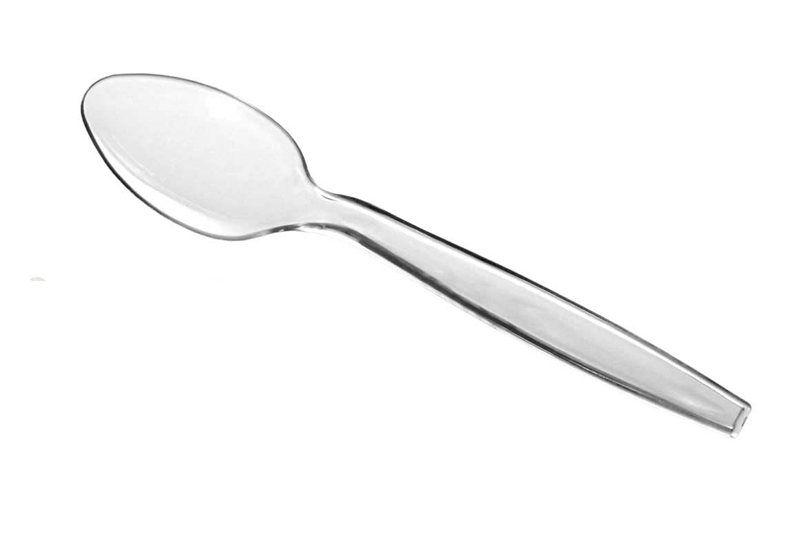 Gicos Set 50 szt. łyżek łyżeczek plastikowych przezroczystych sztućców stołowych 14,5 cm