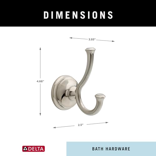 Delta Double Towel Hook for Bathroom or Kitchen| Brilliance Stainless Steel | Cassidy Accessories - image 5