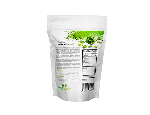 HealthyJourney Superfood - Spinach Powder - 100% Pure - Non-GMO - Pesticide Free - Vegan - Gluten Free - Kosher - Rich in Vitamin C and K - 1 LB