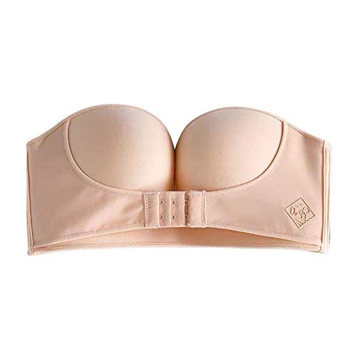 SUNYUAN Strapless Front Buckle Bra,Strapless Front Push Up Bra Strapless Bra for Women,Front Strap Strapless Bra for Women