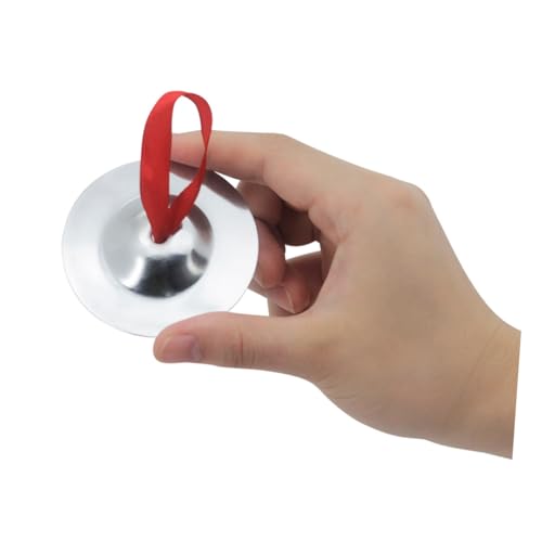 GALPADA 1 Pair Mini Finger Cymbals for Dancer Silver Musical Percussion Zills Compact Durable Cymbals for Evening Parties Rhythm Making Easy to Store with Sling