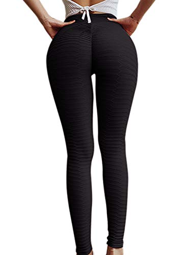 OMKAGI Women Scrunch Butt Leggings High Waisted Yoga Pants Booty Lift Workout Leggings(M,59-Black)
