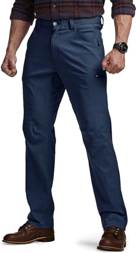 CQR Men's Vent Stretch Pants, Quick Dry Lightweight Casual Cargo Pants, Water Resistant Straight-Fit Utility Work Pants, Spectre Midnight Blue, 32W x 32L