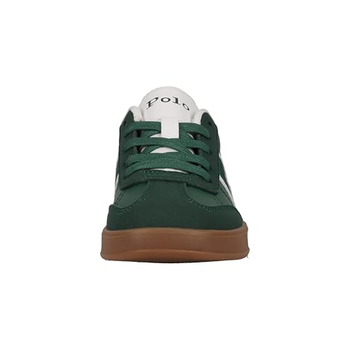 POLO RALPH LAUREN Heritage Court III T-Toe Child DK Green/White M030 Sneaker, 3 US Unisex Little Kid2