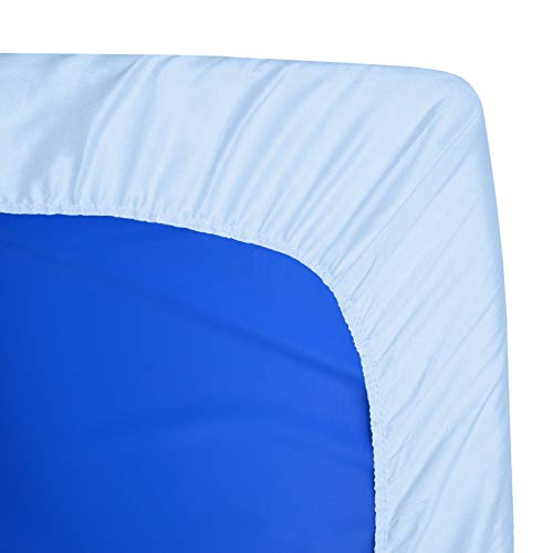 Image of American Baby Company 10 Pack 100% Cotton Percale Fitted Nap Mat Sheet with Elastic Corners, 24 inch x 48 inch x 4 inch - Soft & Breathable Rest Mat Sheet or Nap Mat Cover for Daycare & Preschool, Blue