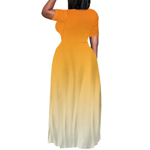 Image of PinkPatty Women's Plus Size Maxi Dresses Short Sleeve Sundress Summer T-Shirt Beach Long Dress with Pockets