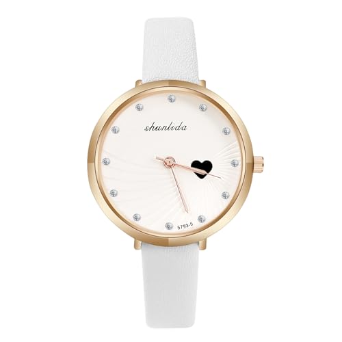 OFFCUP Damen Analog Quarz Armbanduhr mit Lederarmband, Minimalistische Mode Kleideruhr für Frauen