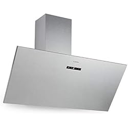 Campana Extractora Inclinada 90 Klarstein Silver Lining extractor de humos - campana de pared, diseño compacto inclinado, Clase A, 568 m³/h, 3 niveles de potencia, control táctil, Acero inoxidable, 90 cm, Plateado