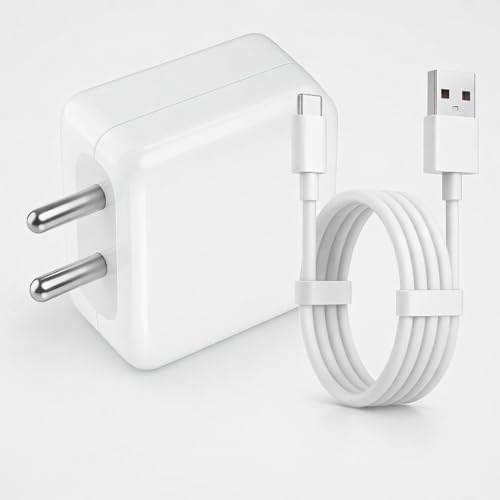 Image of Realme 33W Supervooc Charger with 1M Type-C Fast Charging Cable|Dash /Wrap /Vooc /Superdart /Dart|33Watt Adapter for Realme Narzo 80 Lite /90x /80 Pro /90 /P4x /15T /15C /P3 Lite /C75 /C71 /GT 7 /GT 7T /P3 Pro /GT 6