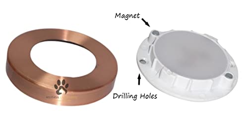 Mufasa 3 Watts Rose Gold Finish 6CM Diameter Led Surface Panel, Cabinet, Wardrobe Light, Slim Round Style Flush Mount Ceiling Lamp, Pack of 4 (220V AC Wired, not Rechargeable) (Warm White,Aluminum)