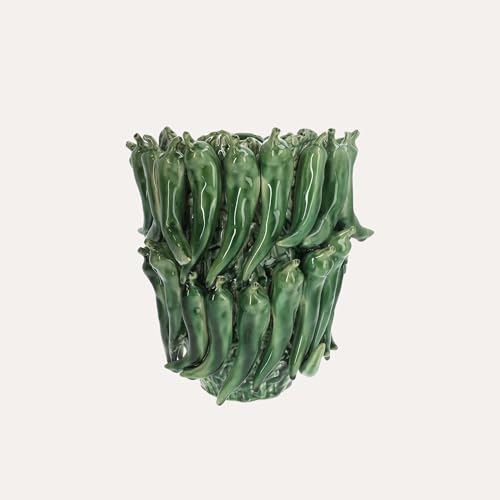 keyhomestore | vaso peperoncini in ceramica verde lucida h.31 d.28 cm