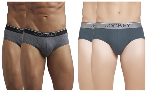 Image of Jockey 8037 Men's Super Combed Cotton Solid Brief with Ultrasoft Waistband(Pack of 4),Assorted