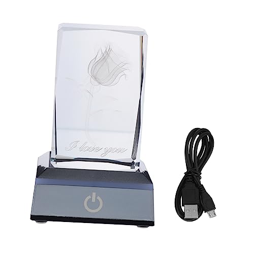balacoo I Love You Engraved Crystal with Display Base Girlfriend Romantic Home Decor Bedroom and Office Accent Unique Valentine Day Decoration