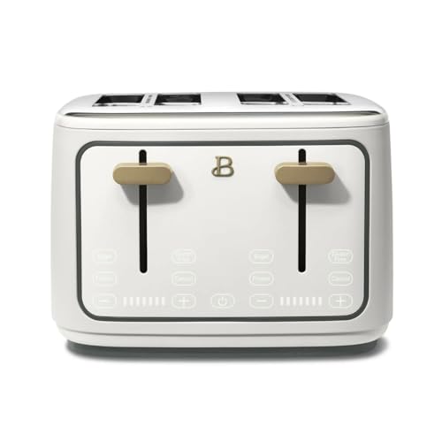 Beautiful 4-Slices Toaster, Touch-Activated Display, 1800W, 7 Browning Settings, Gluten-Free, Frozen & Reheat, Extra Wide Slots, Soft Matte Finish (White Icing)