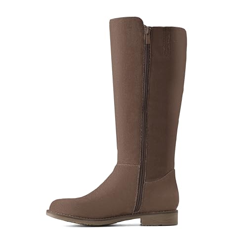 Image of Shoe'N Tale Women's Knee High Boots Flat Low Heel Stretchy Round Toe with Side Zipper