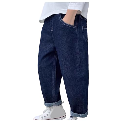 子供服 男の子 ジーンズ デニム パンツ キッズ ゆったり ワイドパンツ ロングパンツ ゴムウエスト ジュニア 長ズボン ストレート カジュアル おしゃれ 春秋 ストリートウェア 原宿系 通気 ボトムス ボーイズ 120-170 普段着 通園通学
