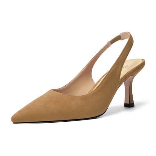 Womens Suede Slingback Slip On Dress Pointed Toe Evening Stiletto High Heel Pumps Shoes 3 Inch