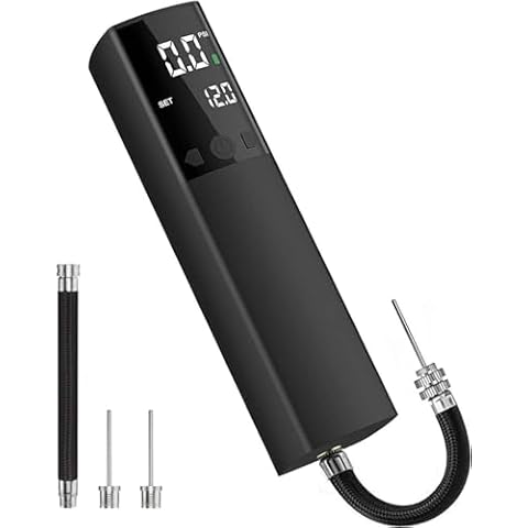 Pumteck Electric Ball Pump, Smart Air Pump Portable Fast Ball Inflation with Precise Pressure Gauge and Digital LCD Display for Football Basketball Volleyball Football (2 Pin and 1 Spout) Cover