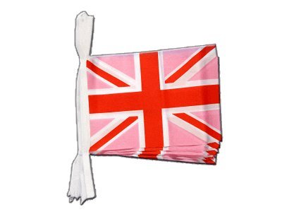 Guirlande Union Jack Royaume-Uni rose finition soignee 5,9 m