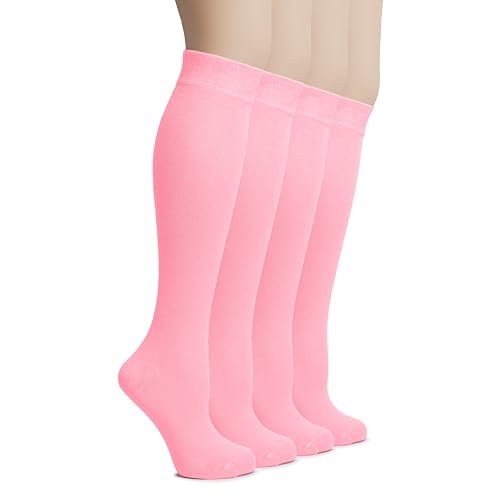Image of Hugh Ugoli Women's Rayon Derived from Bamboo Knee High Socks Comfort Seam Long Dress Socks, Shoe Size 5-8 /8-11, 4 Pairs