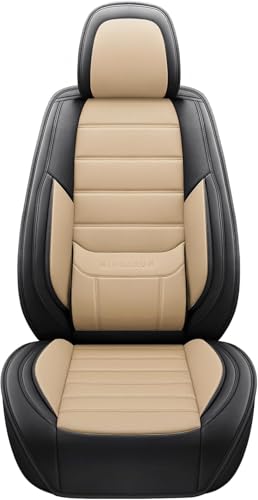 Image of MINGBRON Seat Covers, Car Seat Covers Front Seats, Car Seat Cover, Car Seat Protector Waterproof, Car Seat Cushion Nappa Leather, Beige Seat Covers Carseat Cover Universal Fit for Most Cars