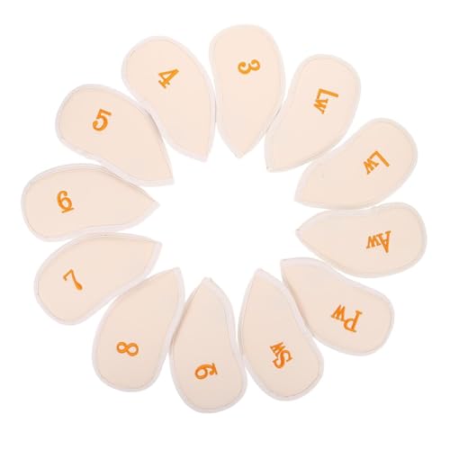 HOLIDYOYO Juego de 12 Fundas Protectoras para Palos de Golf Blancas Números, Cubiertas para Hierros de Golf Resistentes al Agua, Ligeras y Duraderas, para Uso en Campo y Práctica