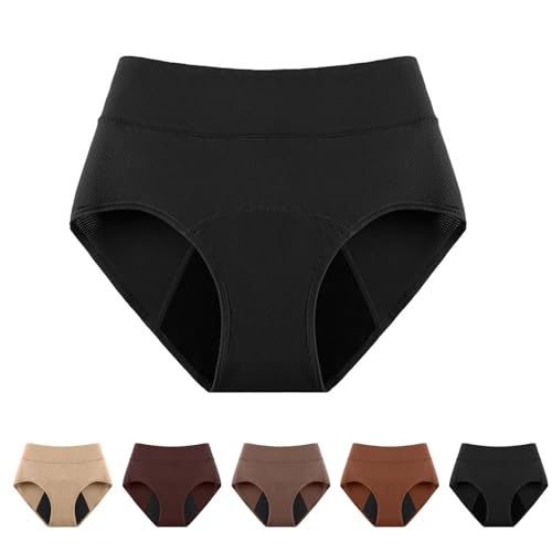 Fluxe Women's Underwear - Leak-Proof, Premium Cotton, All-Day Comfort, Reusable & Washable, Ideal for Day/Night Use (Black, Large)
