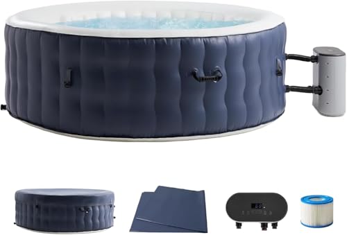 4-6 Person Inflatable Hot Tub Portable Spa with 120 Air Jets & Manual Control Panel, Energy-Efficient Thermal Cover, 71' x 24' Indoor/OutdoorStyle Blow Up Tub