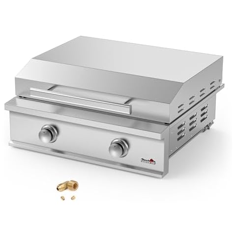Stanbroil 28-Inch Premium Built-In Natural Gas Griddle for Outdoor Kitchen Grill, Durable Stainless Steel 2-Burner Flat Top Grill with Lid for BBQ Island, 34,000 BTUs Cover