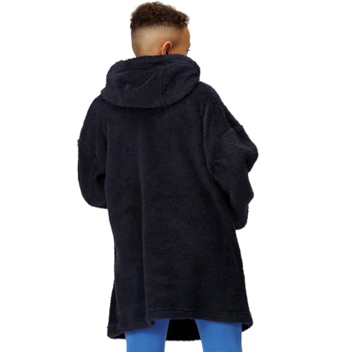 Kids Cosy Borg Fleece Oversized Hoodie Poncho - Navy - 9-13 Yrs2