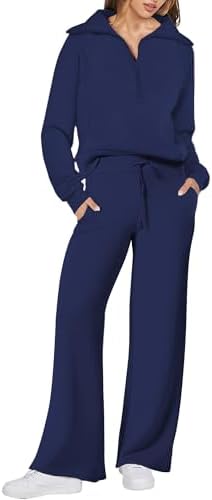Women 2 Piece Outfits Sweatsuit Oversized Sweatshirt Sweatpants Tracksuit Lounge Matching Set 2024 Fall Trendy