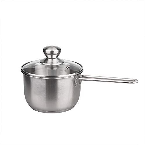 IMEEA Milk Pot Coffee Butter Melting Pot Soup Pot SUS304 Stainless Steel Milk Pan with Lid Cookware(1.5L) 1 Gallery Image